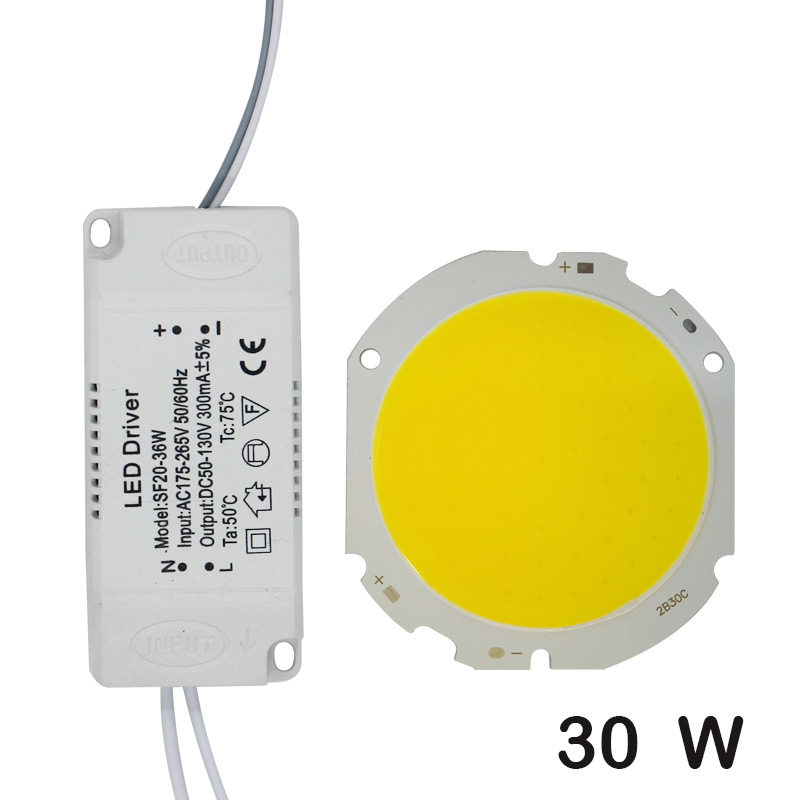 LED-COB-Lampenperle, 10 W-30 W, Lichtquellenchip + LED-Treiber, Netzteil, kalt/warm/natürliches Weiß für DIY-LED-Spotlicht